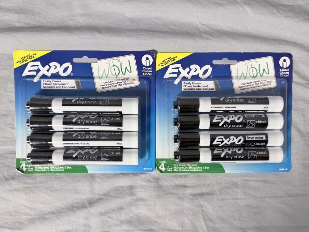 Expo Low Odor Dry Erase Markers, Chisel Tip, Black, 4-Pack (Set of 2)
